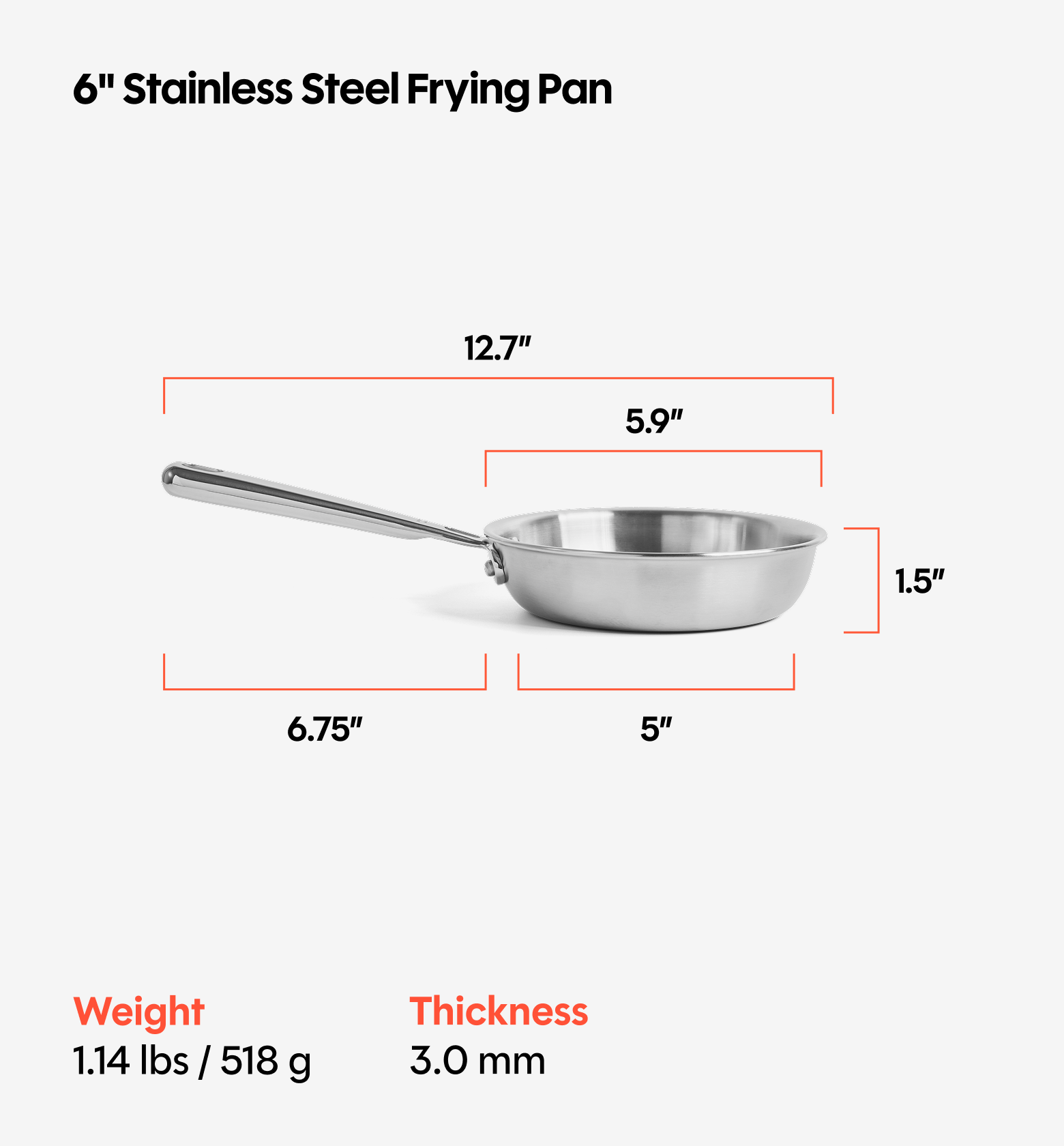 6" Stainless Steel Frying Pan