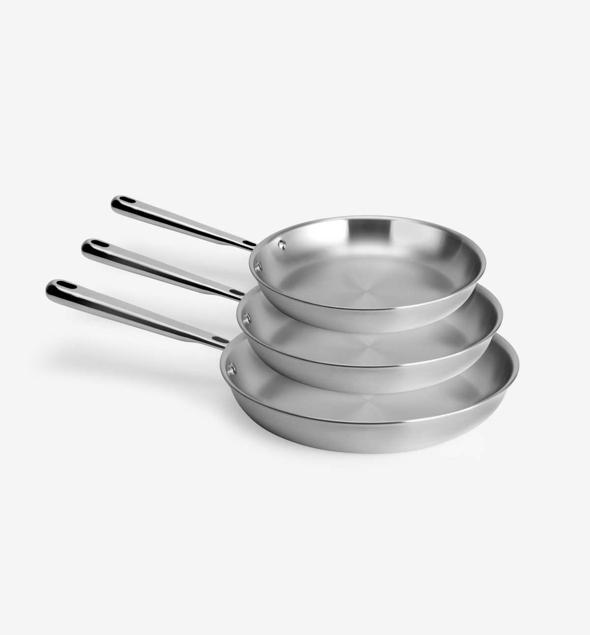 8" + 10" + 12" Stainless Steel Frying Pan