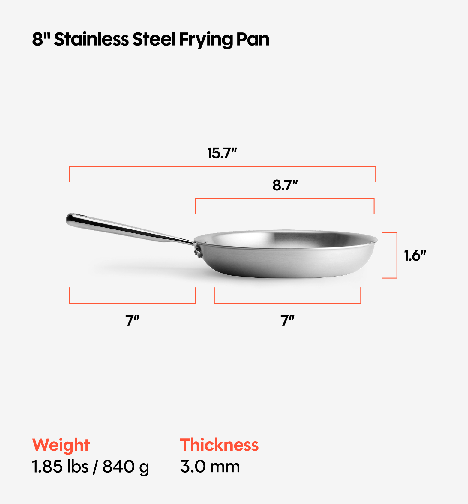 8" Stainless Steel Frying Pan