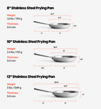 8" + 10" + 12" Stainless Steel Frying Pan