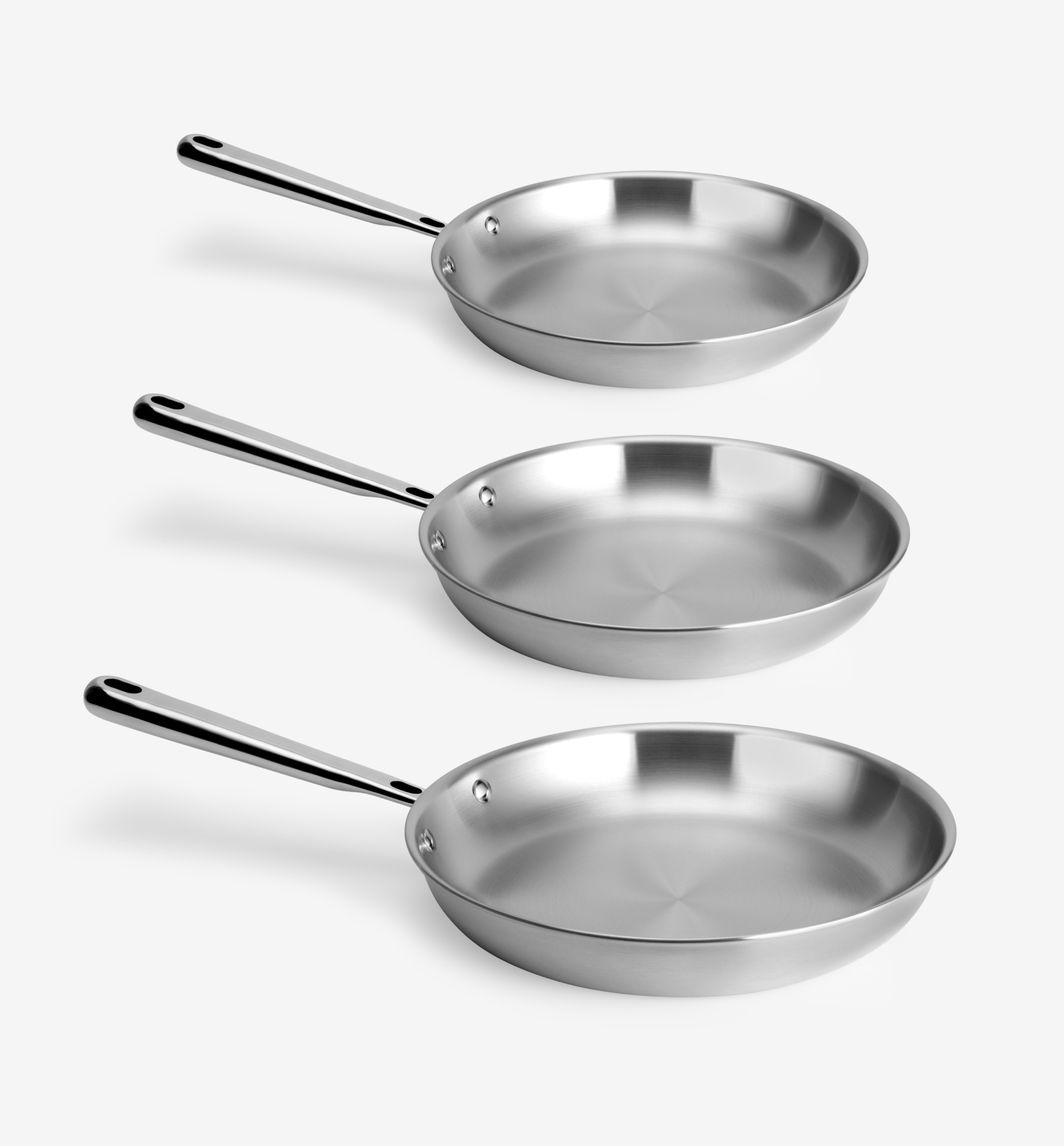8" + 10" + 12" Stainless Steel Frying Pan