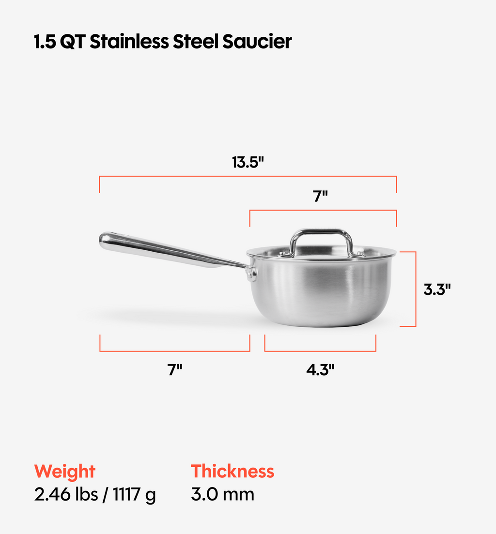 1.5 QT Stainless Steel Saucier