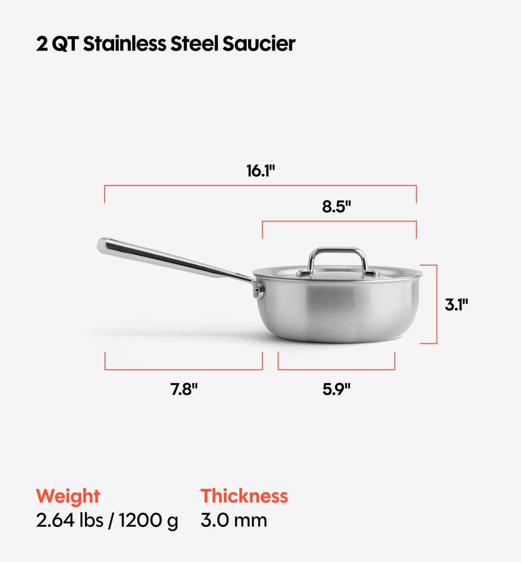 2 QT Stainless Steel Saucier