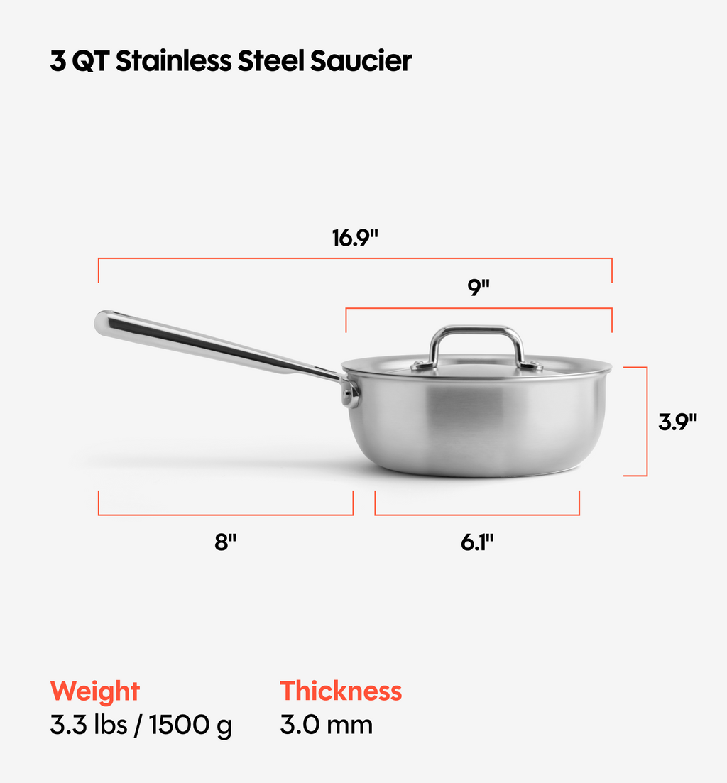 3 QT Stainless Steel Saucier