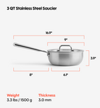 3 QT Stainless Steel Saucier