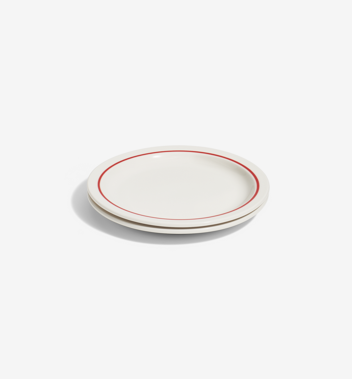 Red 2-piece salad plate set with two porcelain plates