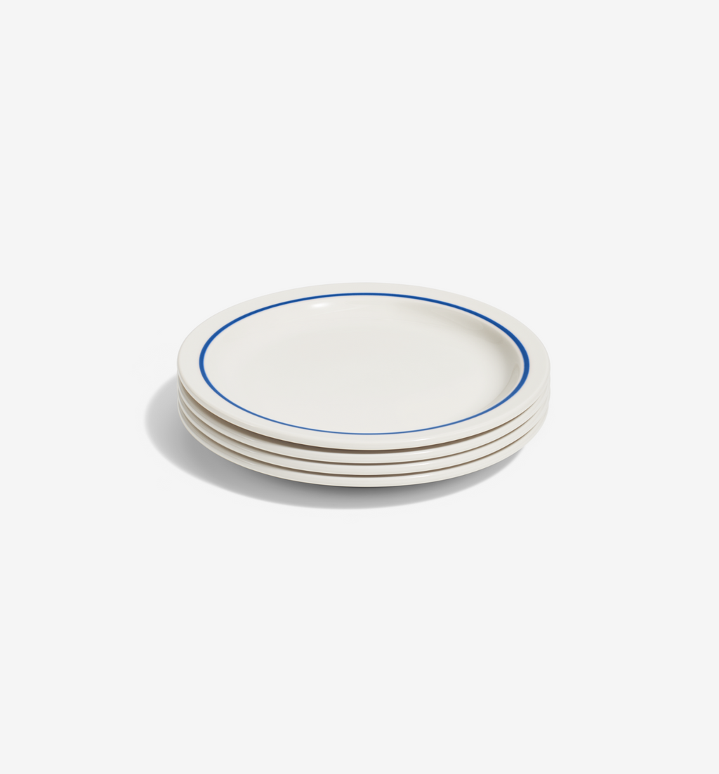 4-piece salad plate set in blue, porcelain, restaurant-grade