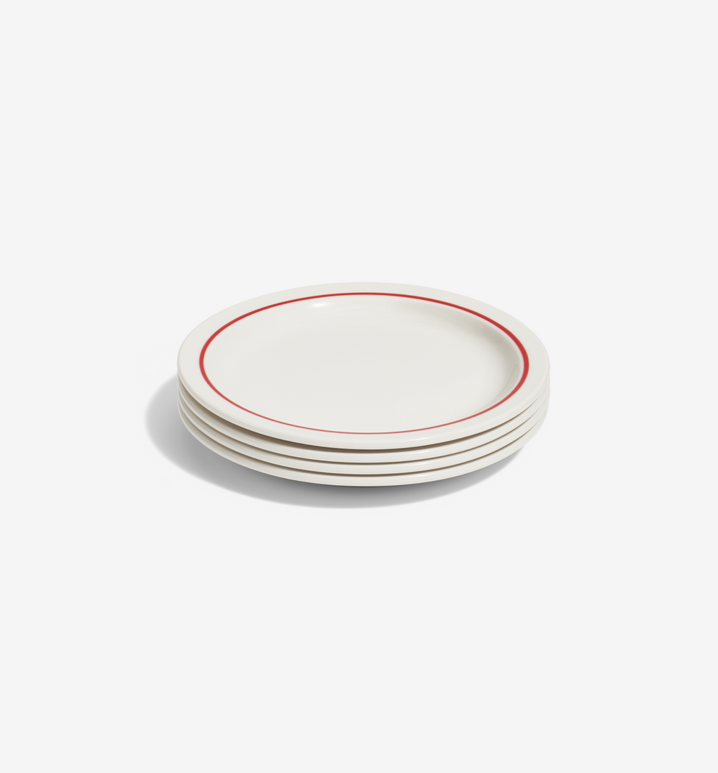 4-Piece Salad Plate Set – Red, high‑alumina porcelain plate