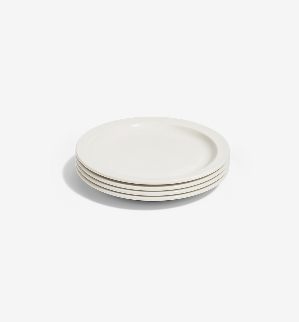 4-Piece Salad Plate Set - White, restaurant-grade high-alumina porcelain