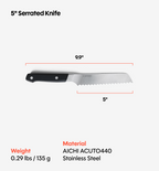 5" Serrated Knife (ACUTO440) - Black
