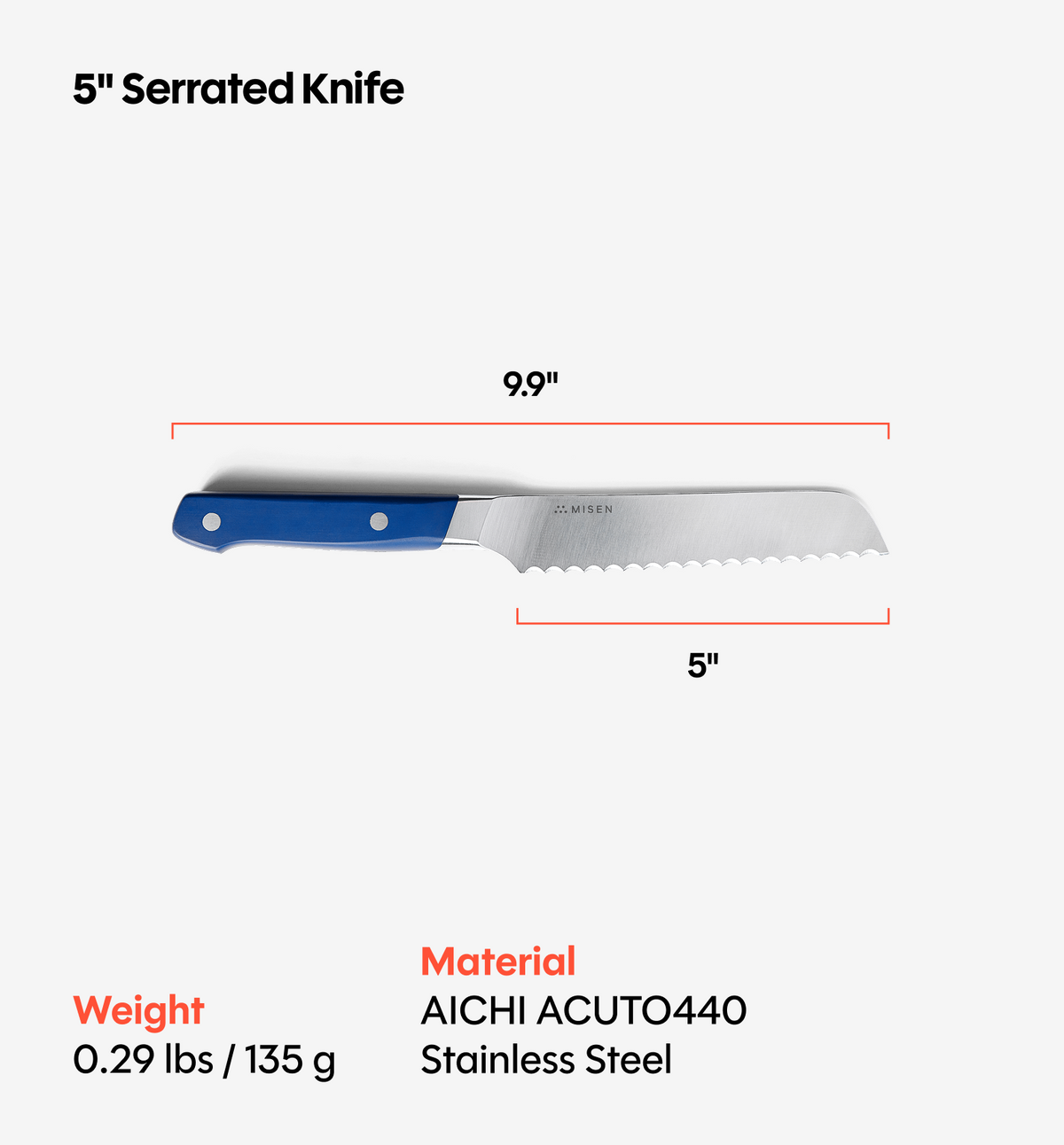 5" Serrated Knife (ACUTO440) - Blue