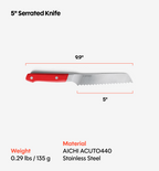 5" Serrated Knife (ACUTO440) - Red