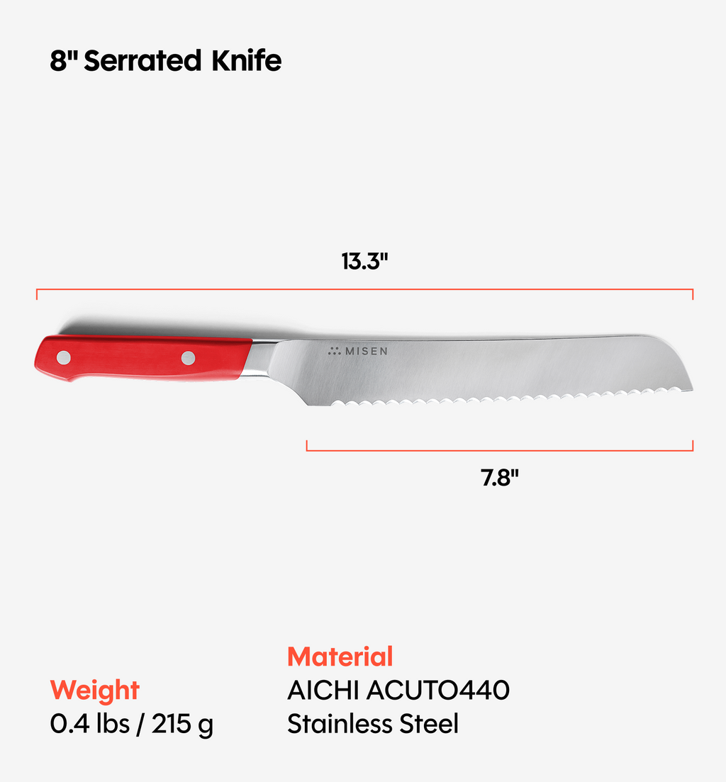 8" Serrated Knife (ACUTO440) - Red