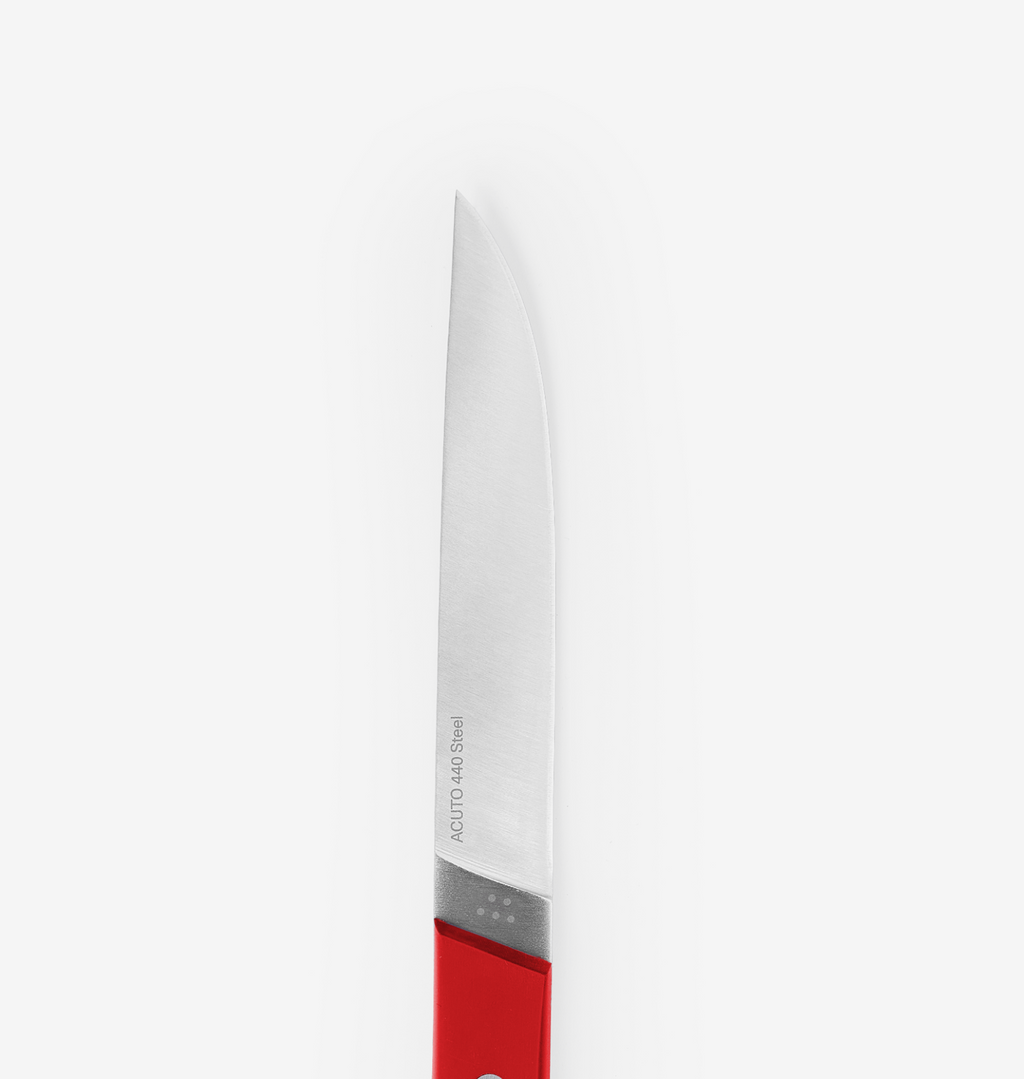 8-Piece Straight-Edge Steak Knives (ACUTO440) - Red