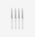 Misen steak knives set of 4 with white handles and stainless steel blades