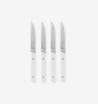 Misen steak knives set of 4 with white handles and stainless steel blades