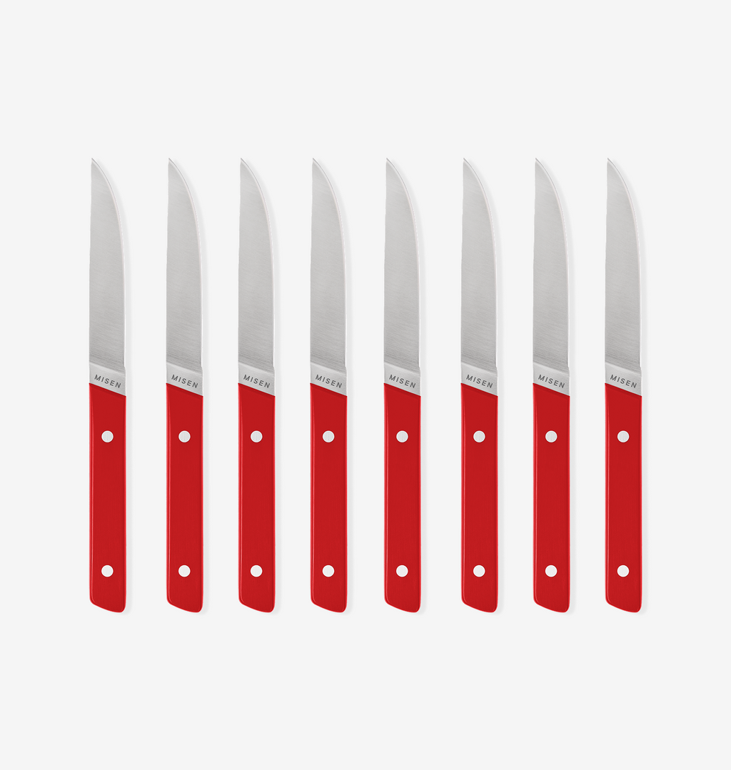 8-Piece Straight-Edge Steak Knives (ACUTO440) - Red