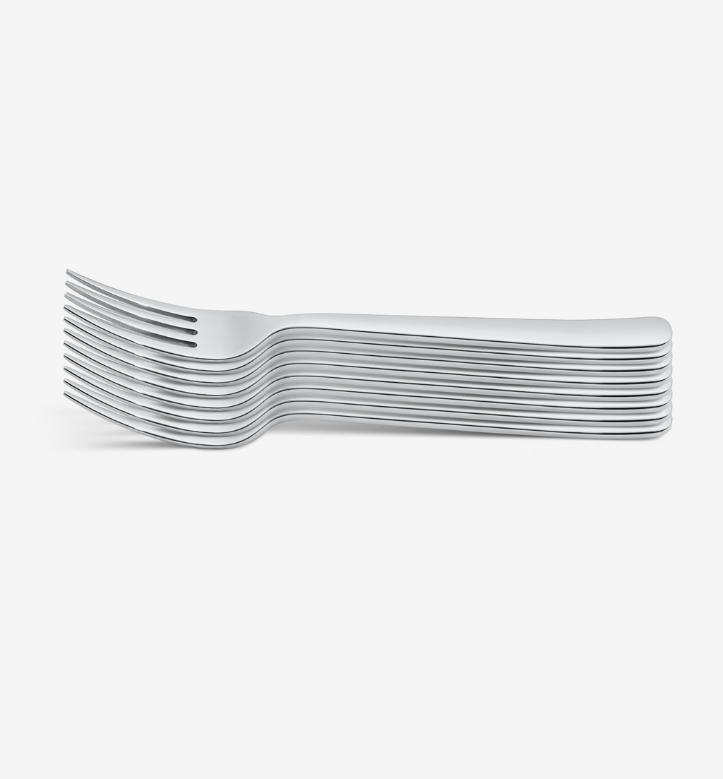 Polished 8-Piece Dinner Fork Set in stainless steel