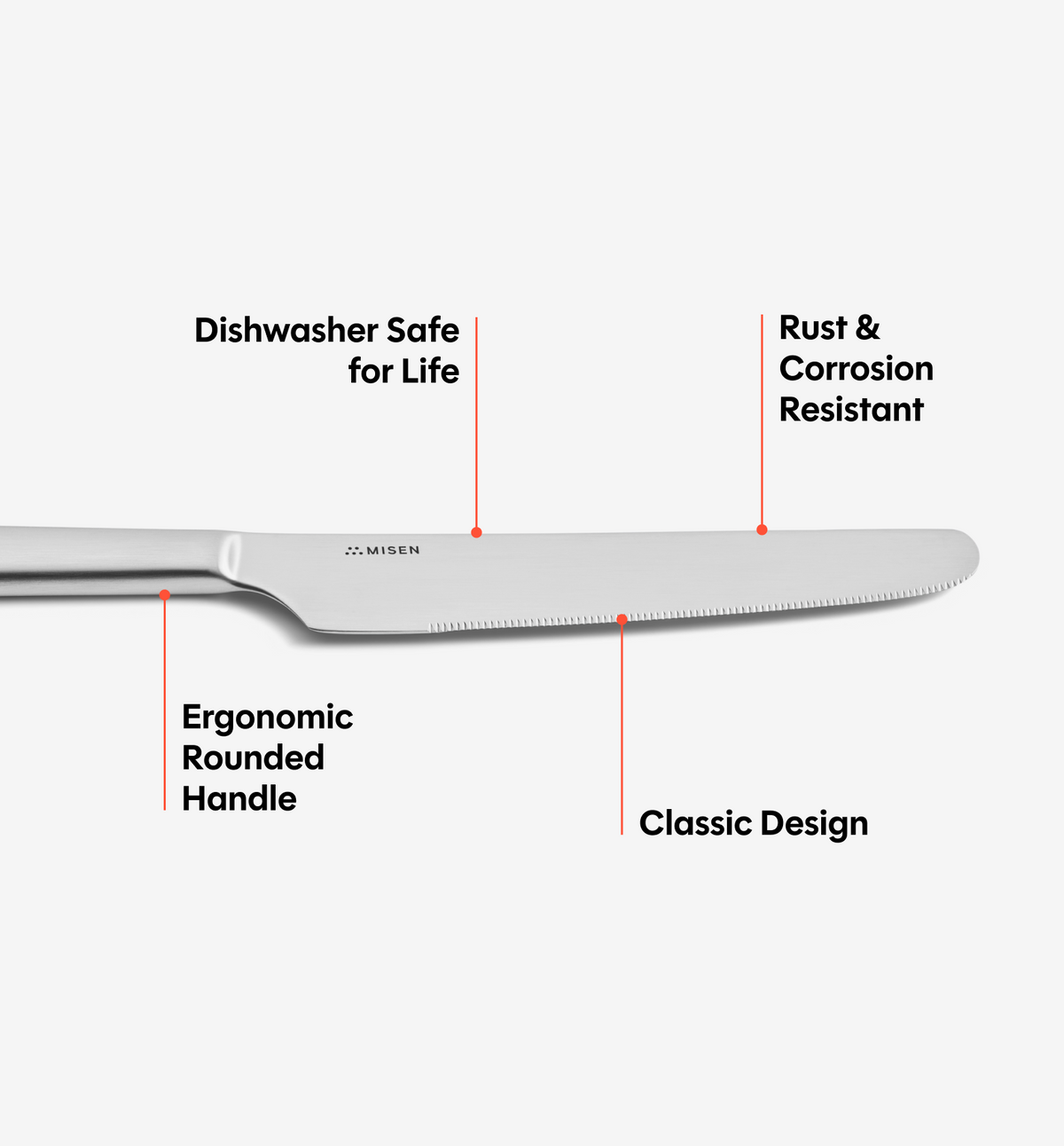8-Piece Dinner Knife Set - Brushed