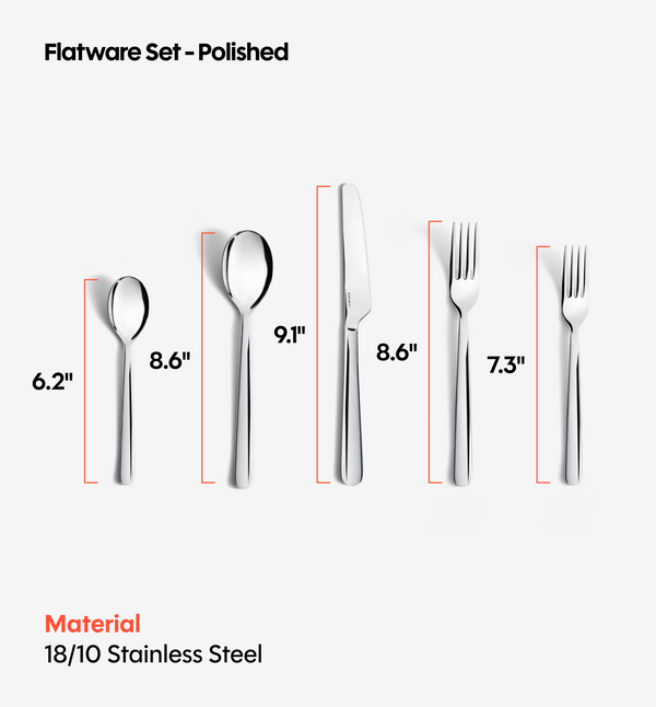 36-Piece Dinnerware + Flatware Set (Serves 4) - White / Polished