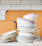 18-Piece Dinnerware + Flatware Set (Serves 2) - Red / Polished