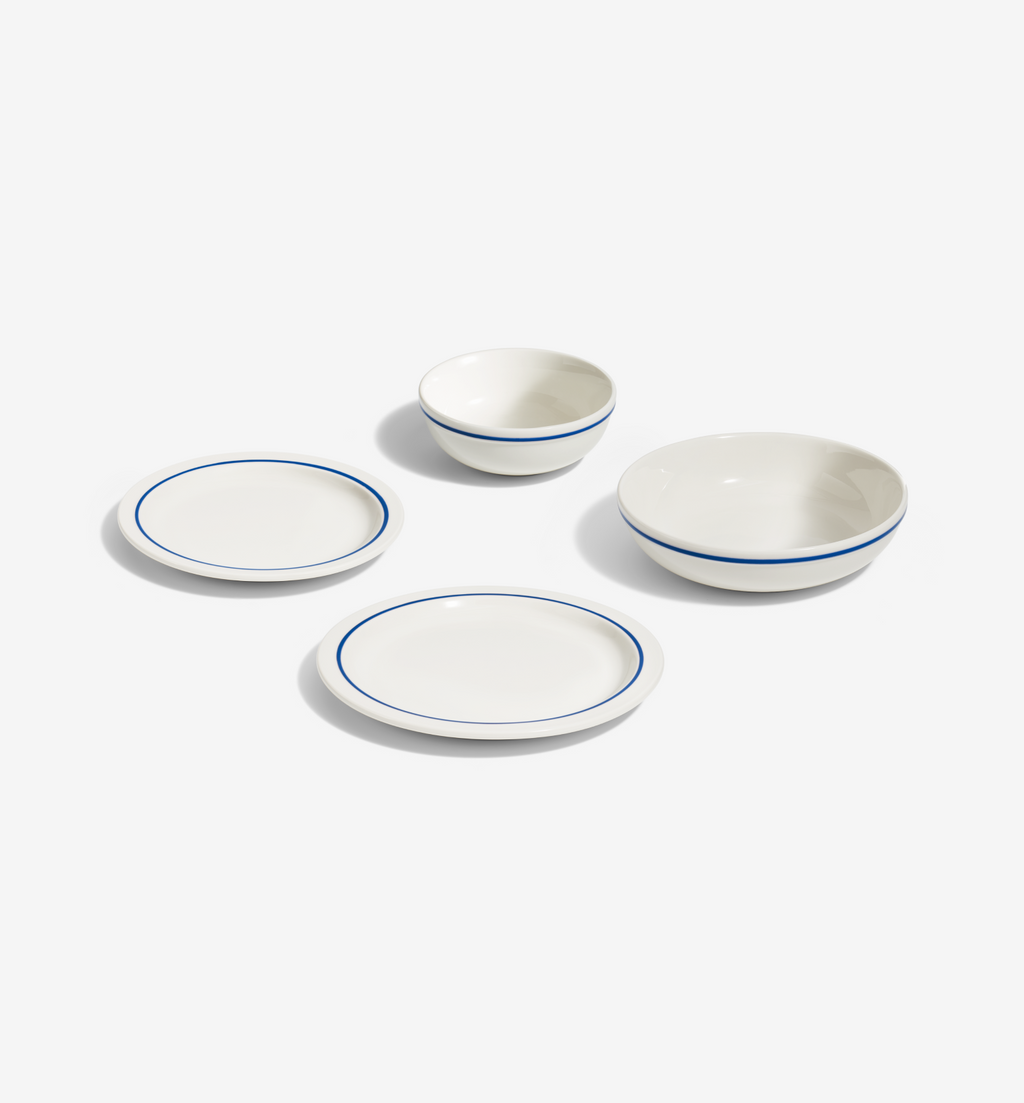 4‑Piece Dinnerware Set (Serves 1) - Blue in high‑alumina porcelain