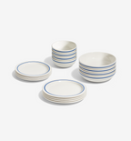 Blue 16-Piece Dinnerware Set (Serves 4) with dinner plates, salad plates, pasta bowls, and cereal bowls