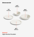 9-Piece Dinnerware + Flatware Set (Serves 1) - White / Brushed