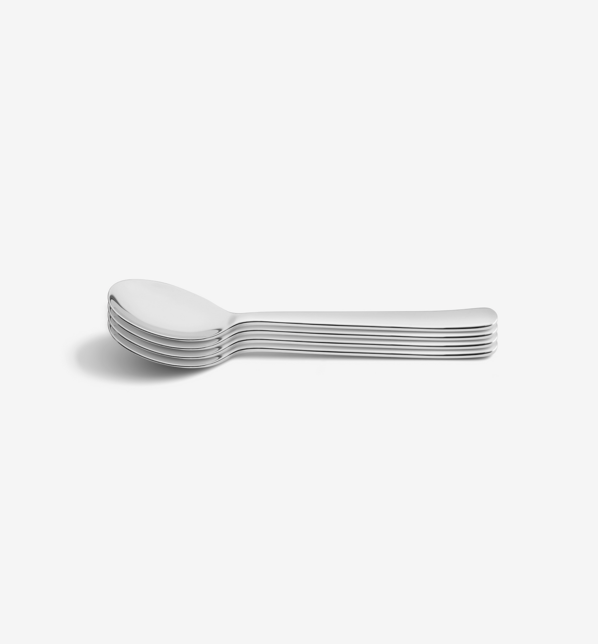 Four polished 18/10 stainless steel tea spoons