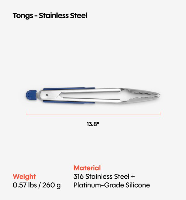 Stainless Steel Tongs - Classic Blue