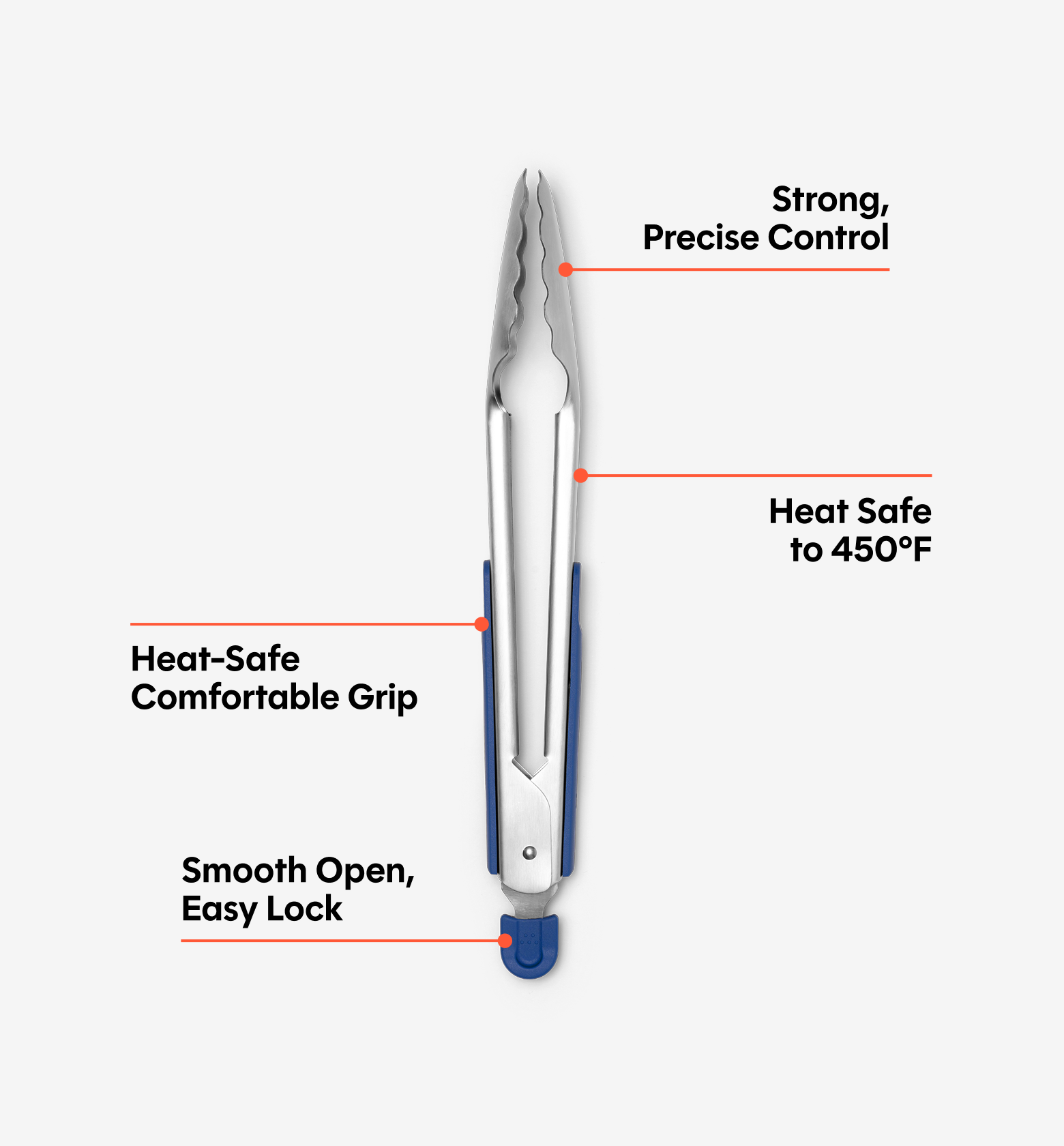 Stainless Steel Tongs - Classic Blue