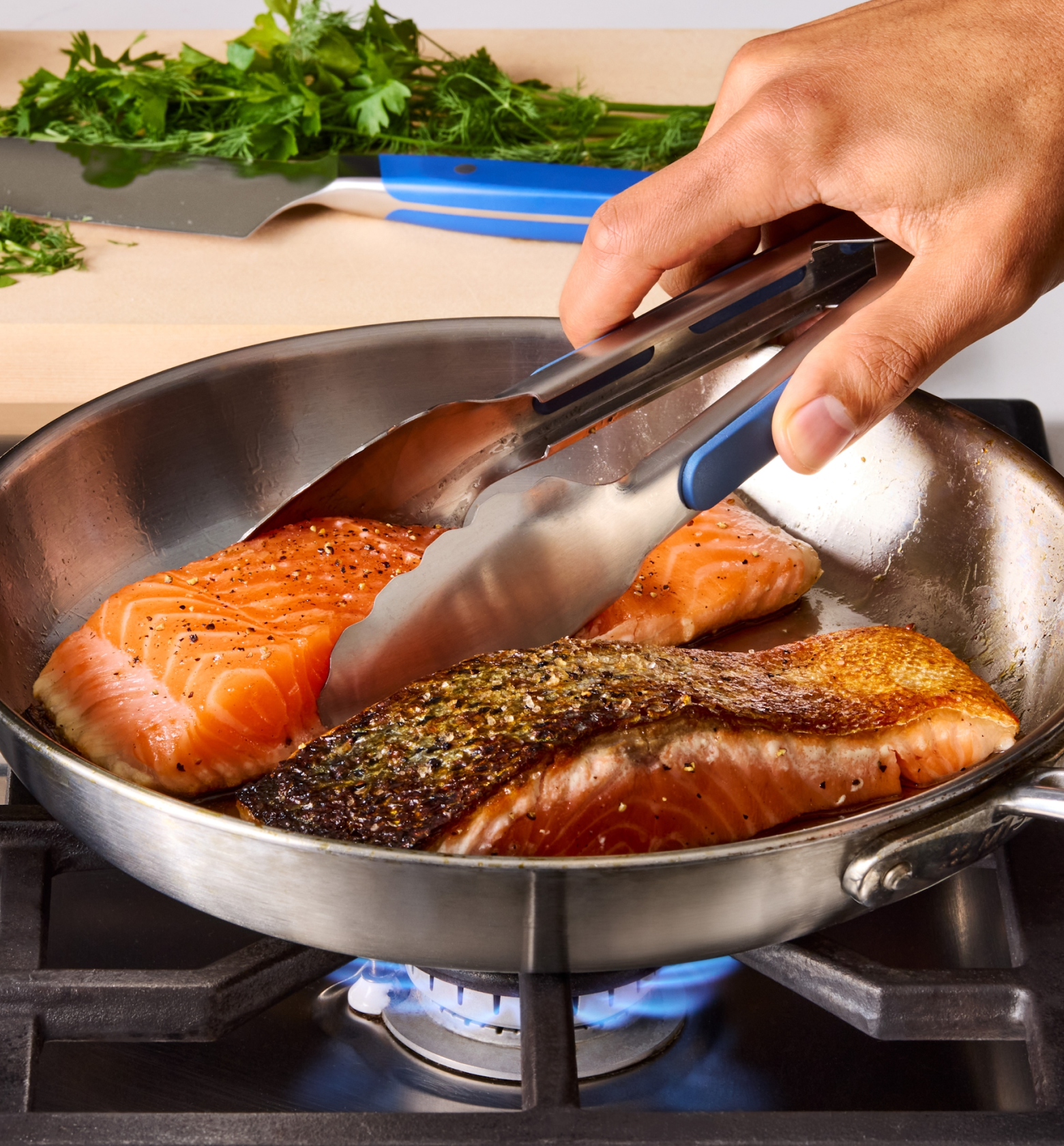 Stainless Steel Tongs - Classic Blue
