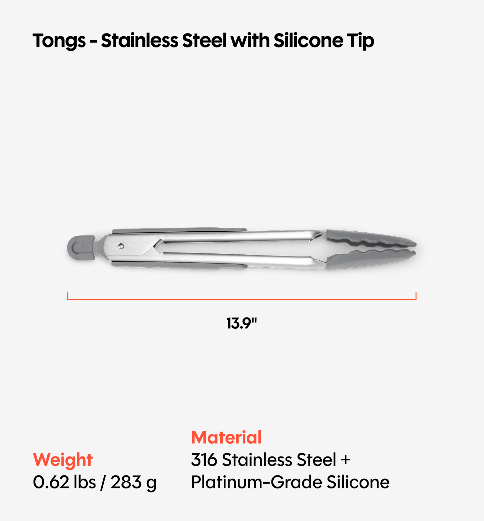Silicone Tongs - Gray