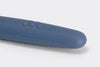 Close view of Blue Misen Pastry Brush’s thick silicone handle, with raised Misen logo visible.