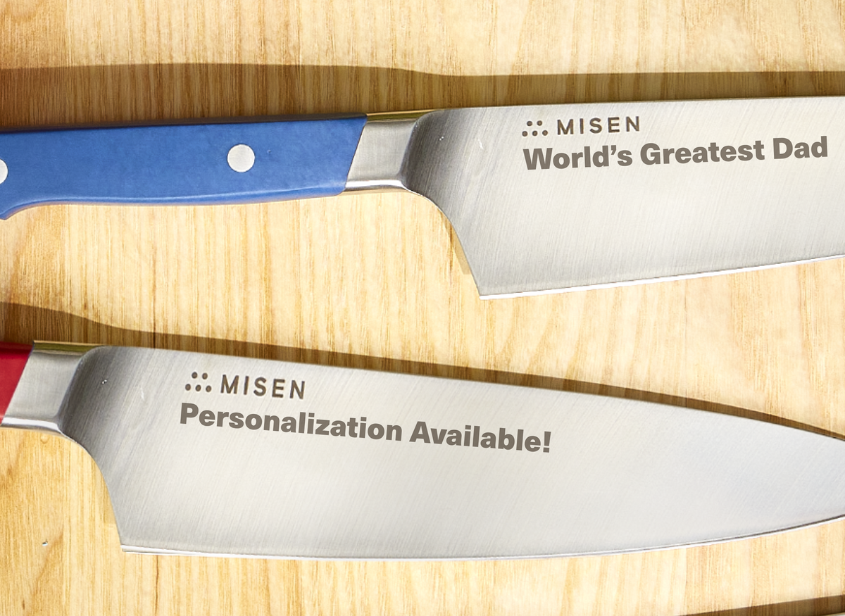 Personalized knife engraving is available on select Misen Knives!