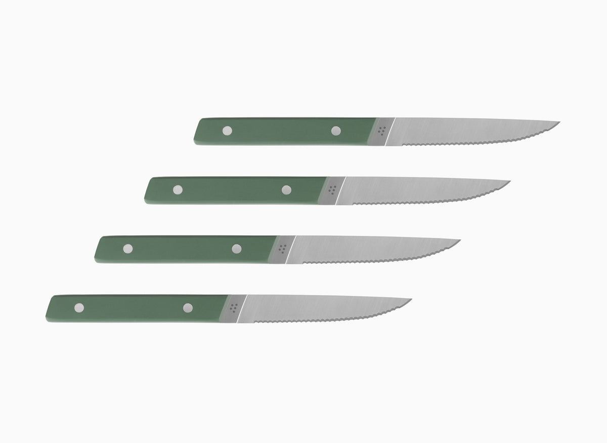 Misen 4 Piece Serrated Steak Knives in Sage Green