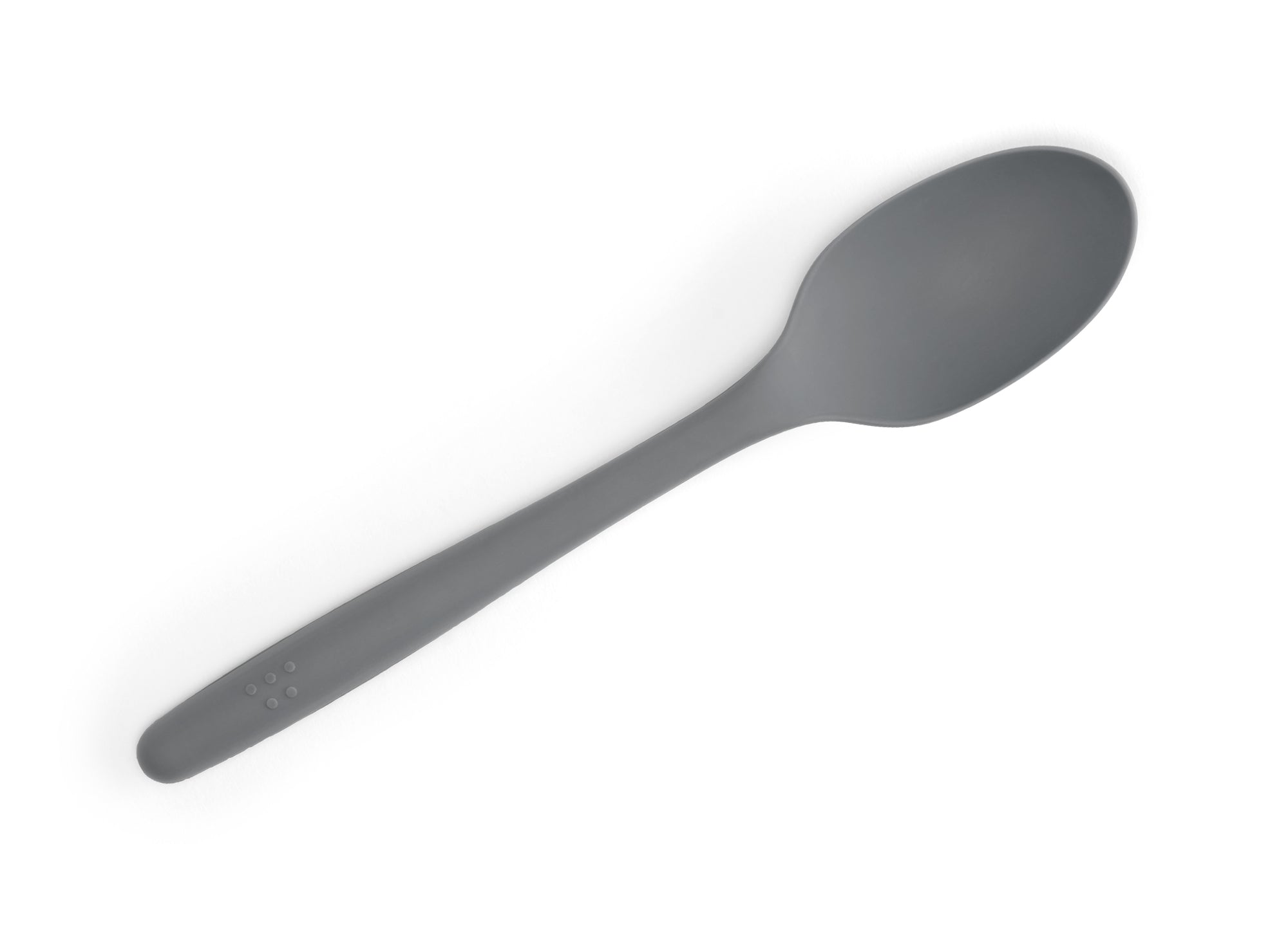 A Grey Misen Mixing Spoon seen from above on a white background.