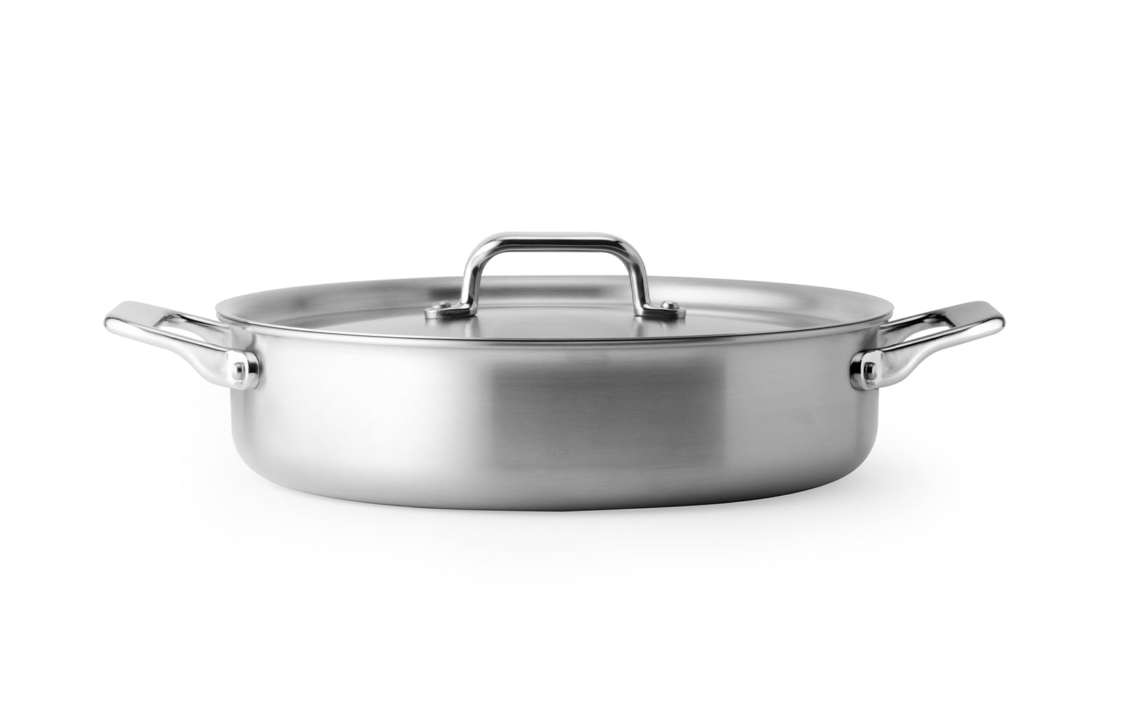 The Misen 6 QT Rondeau pan comes with a stainless steel lid.
