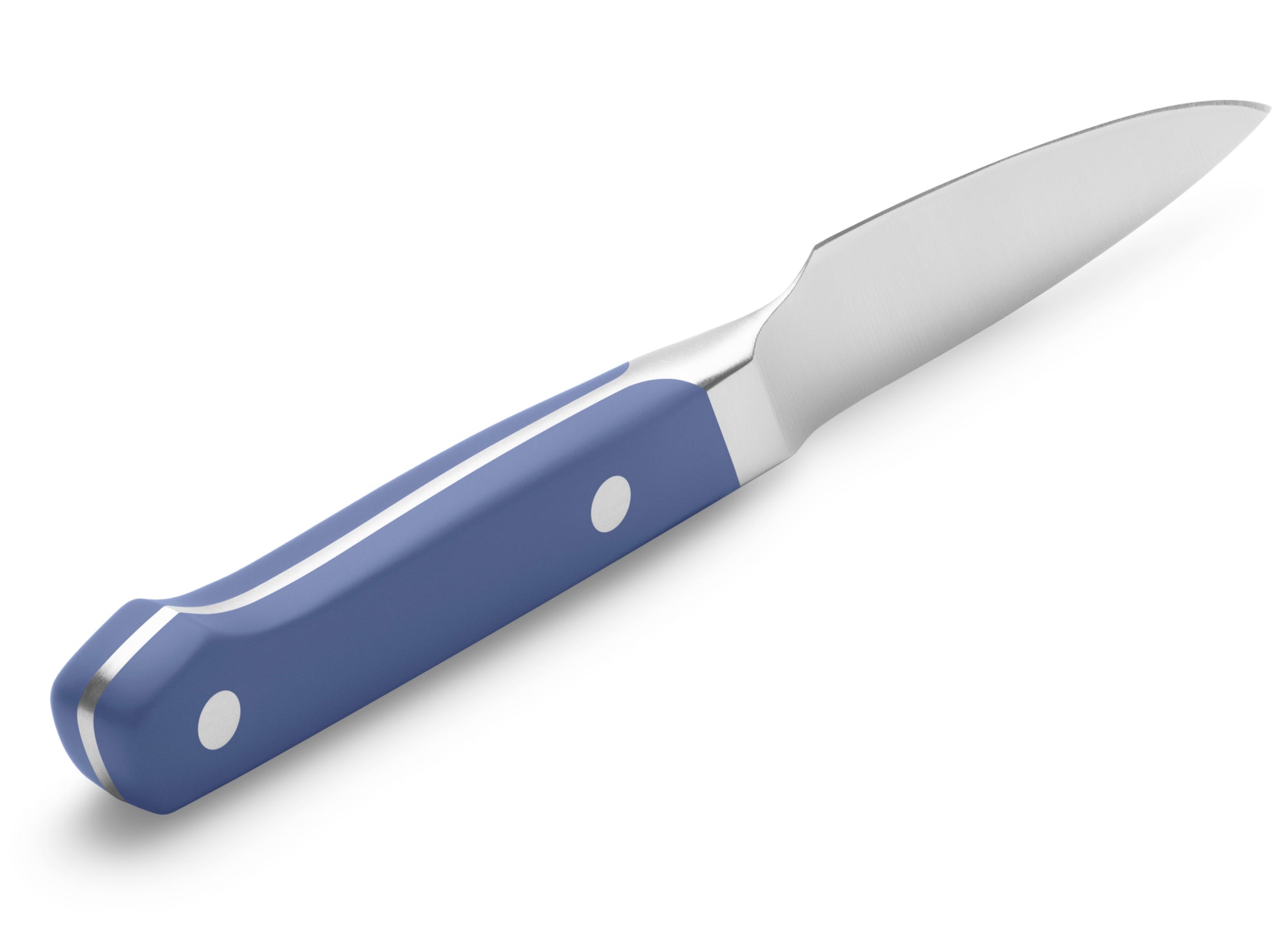 Misen Paring Knife handle in blue with full tang and rivets