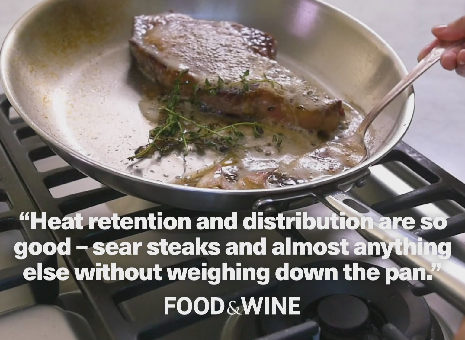 The Misen Stainless Skillet's "heat retention and distribution are so good. [You can] sear steaks and almost anything else without weighing down the pan." — Food & Wine Magazine