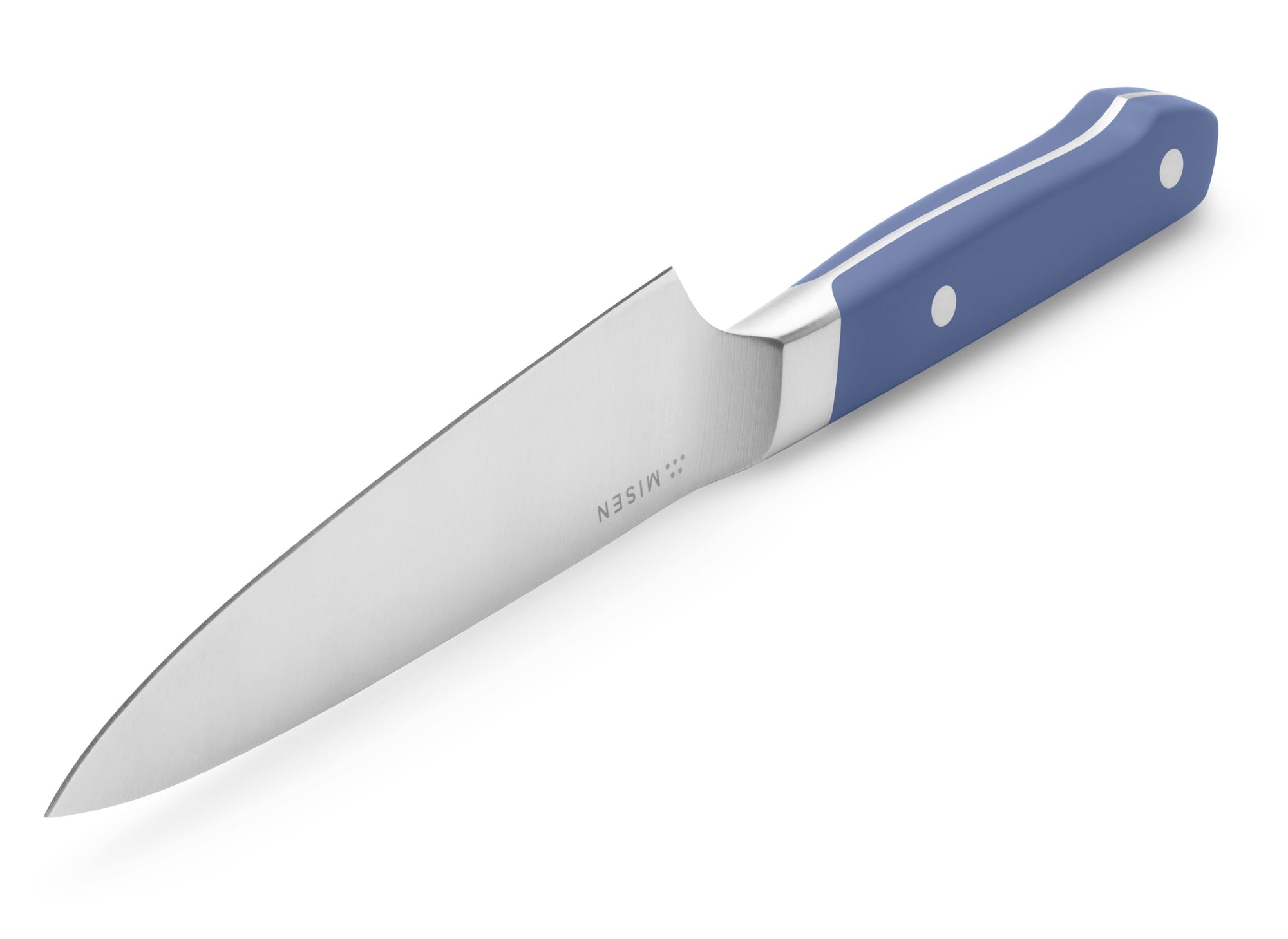 Blade tip and edge of Misen Utility Knife in blue