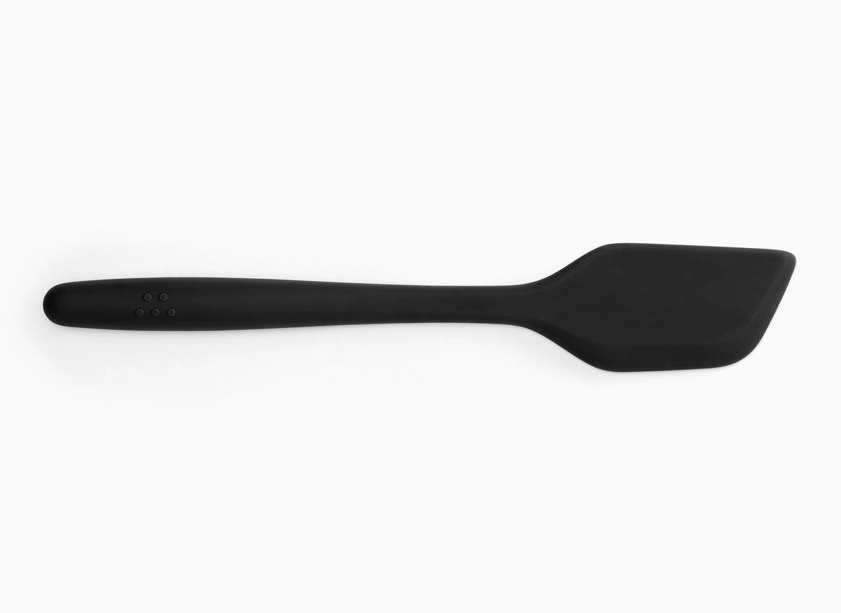 A Black Misen Mixing Spatula on a white background.