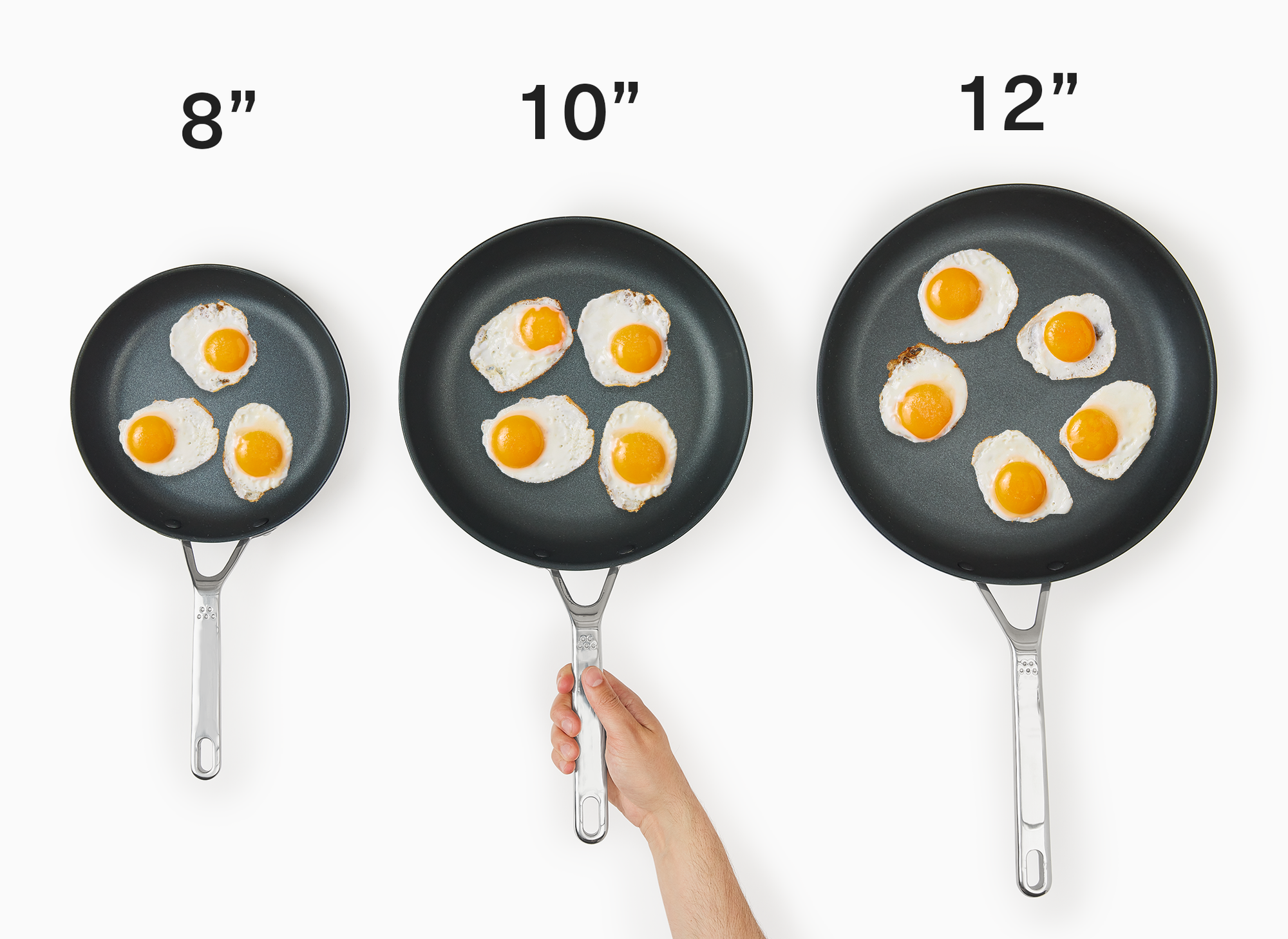 Misen Nonstick Frying Pan Set - 8, 10, 12 Inch Skillets for Cooking Eggs,  Omelettes - Induction Ready, Dishwasher Safe, Non Stick Fry Pans - Saute